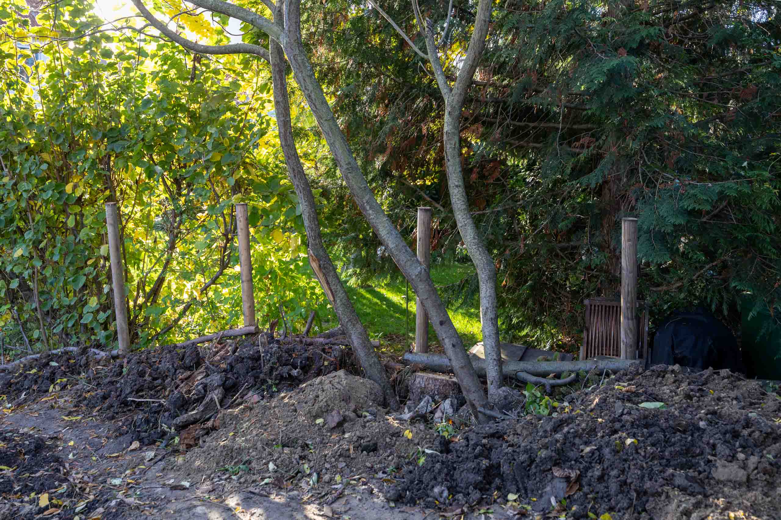 Aussicht vom Berg auf unsere Rasenfläche