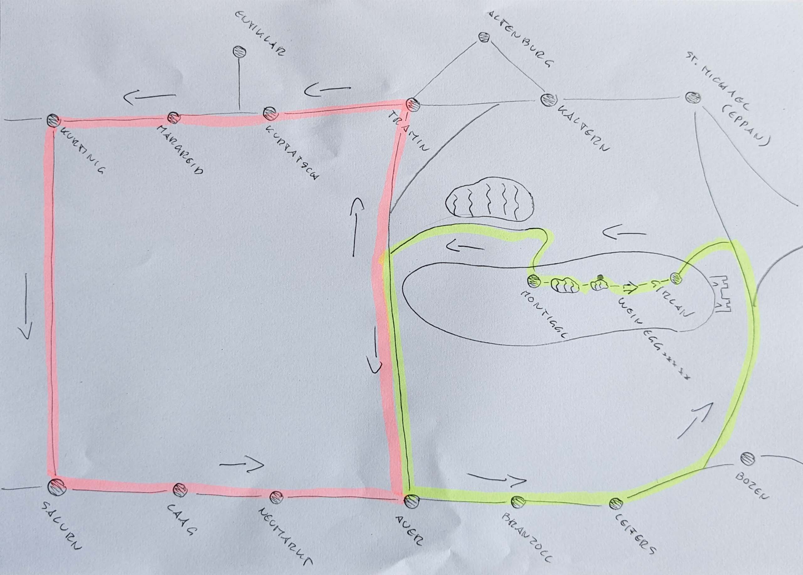 Heute folgen wir der gelben und morgen der orangenen Linie