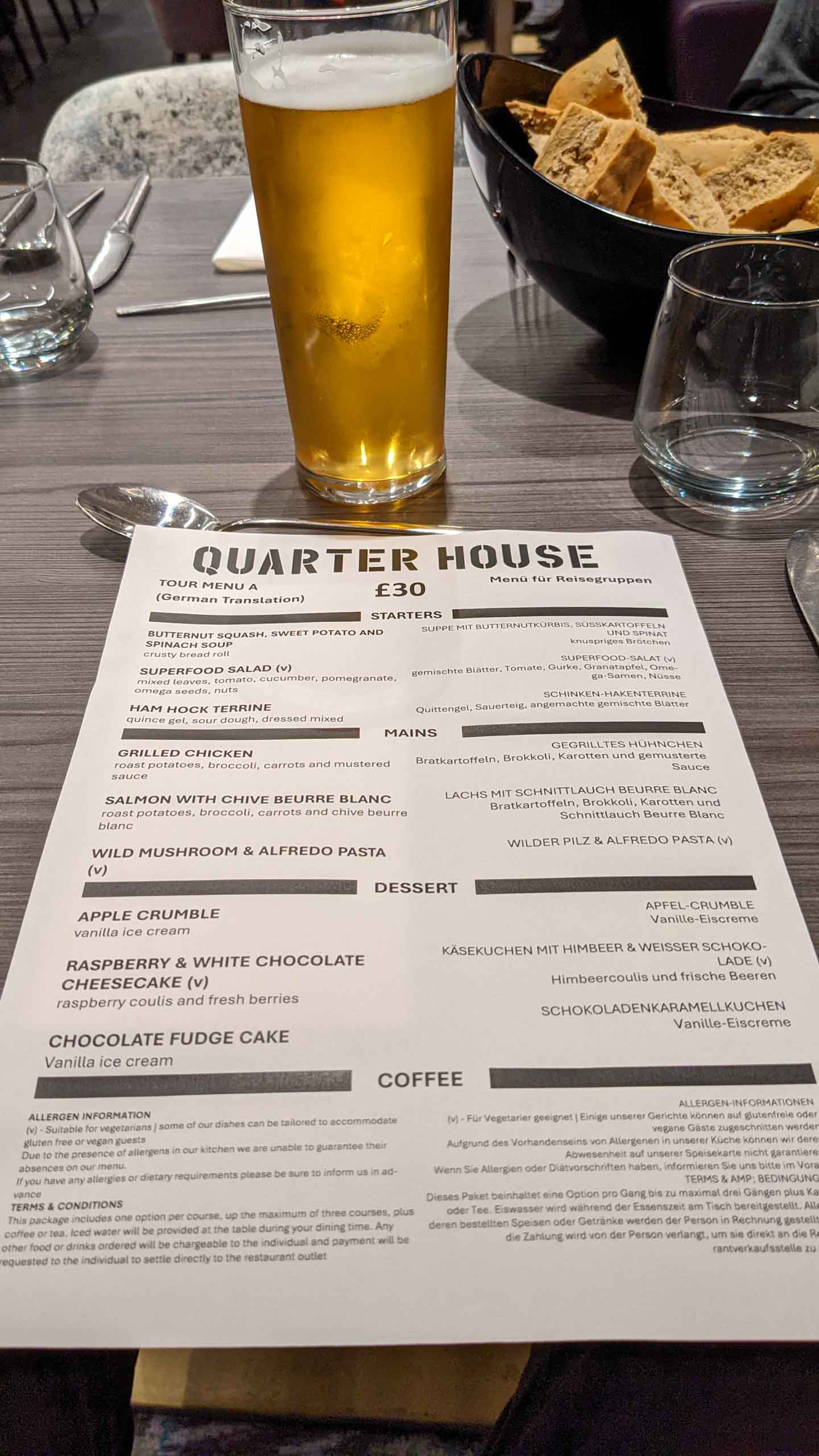 Unser heutiges Abend-Menü im Hilton